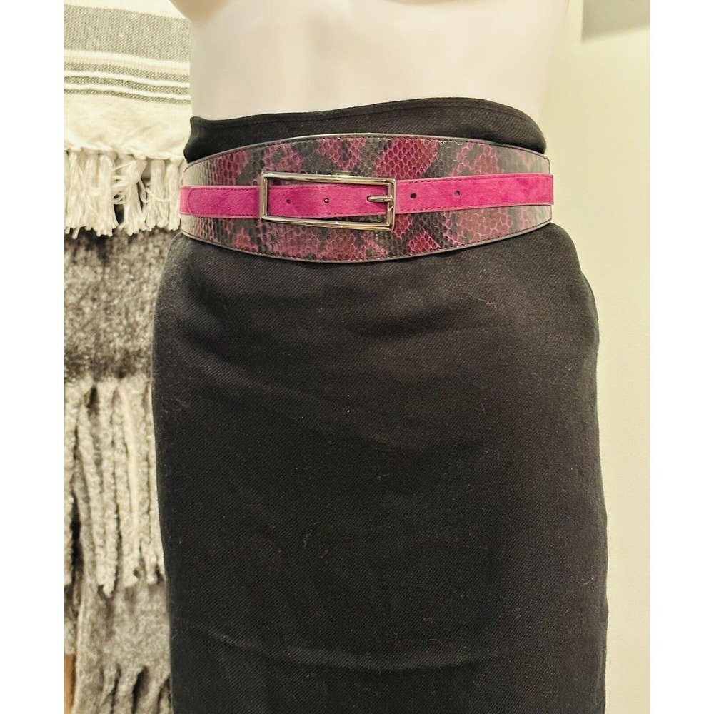 White House Black Market Purple Suede Faux Snakeskin Wide Corset Belt Leather S